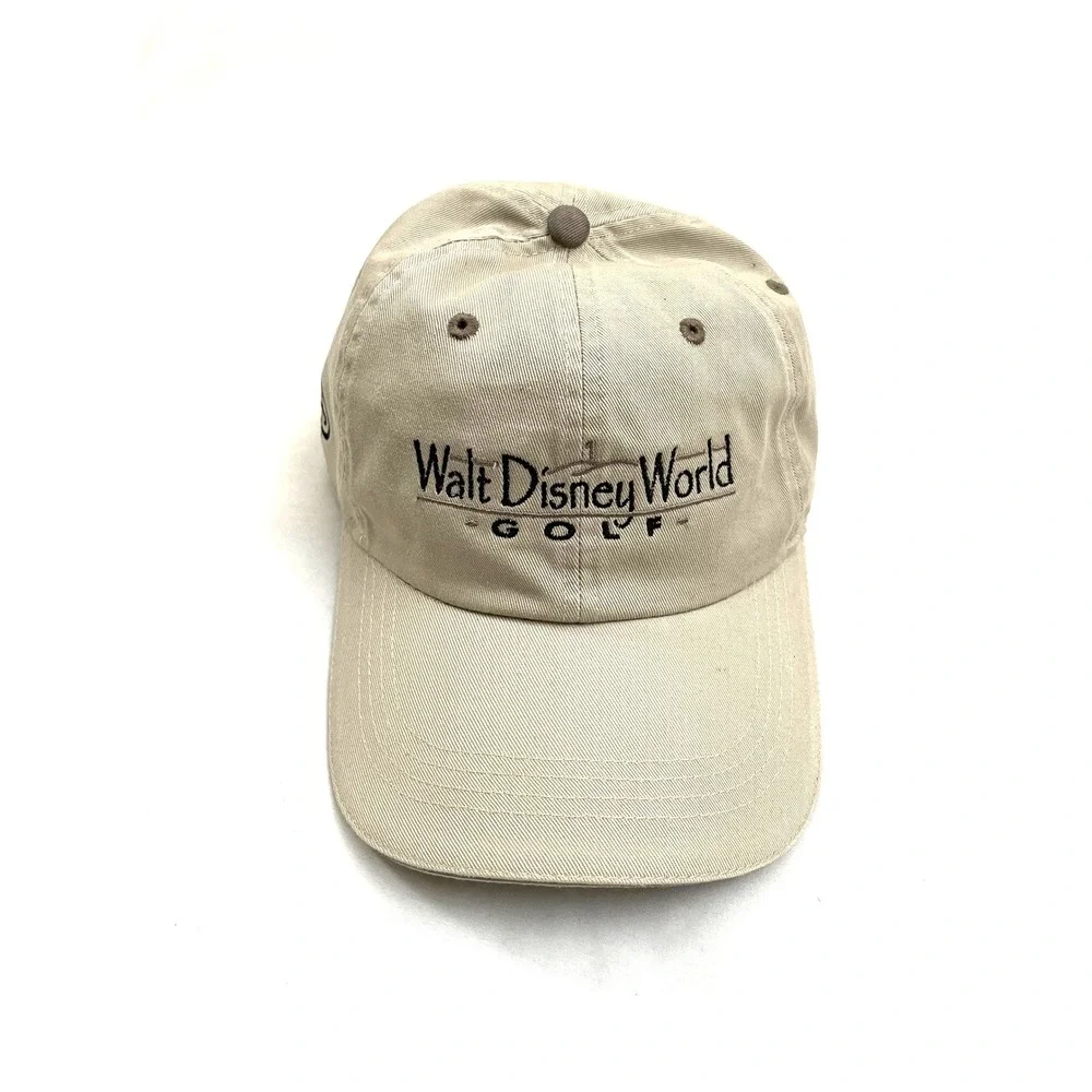 Vintage Walt Disney World Ahead Golf Hat Cap Beige NWOT